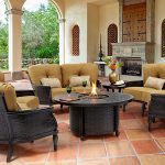 Patio area with furniture and a fire pit barbecue grill