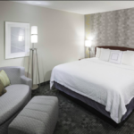 View of the bedroom at the Courtyard by Marriott near Bradley Fair.